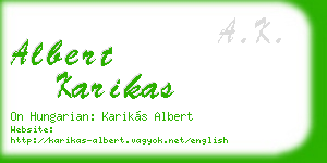albert karikas business card